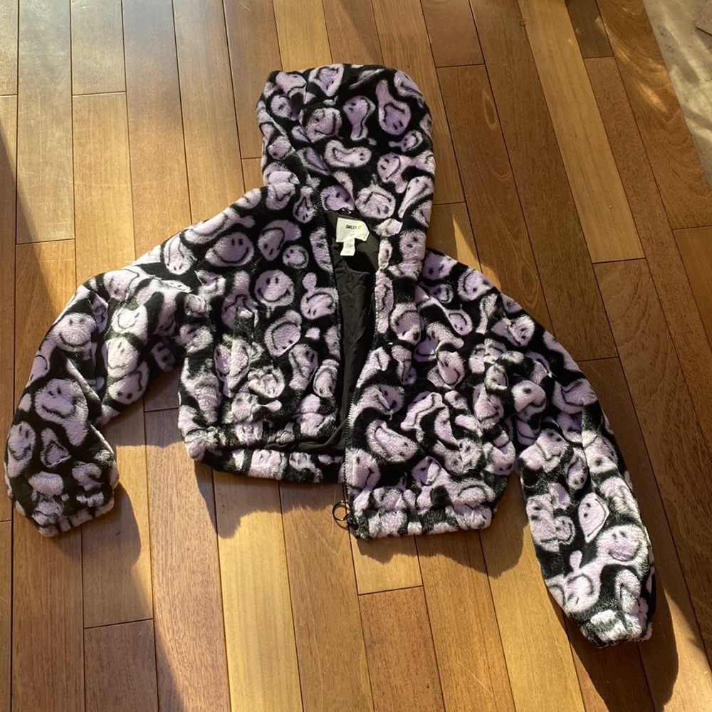 Fuzzy smiley face jacket